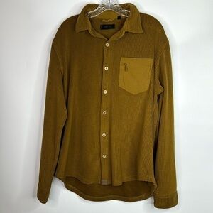 Dkota Grizzly Grayson Brown Button Up Fleece Shirt Size Large